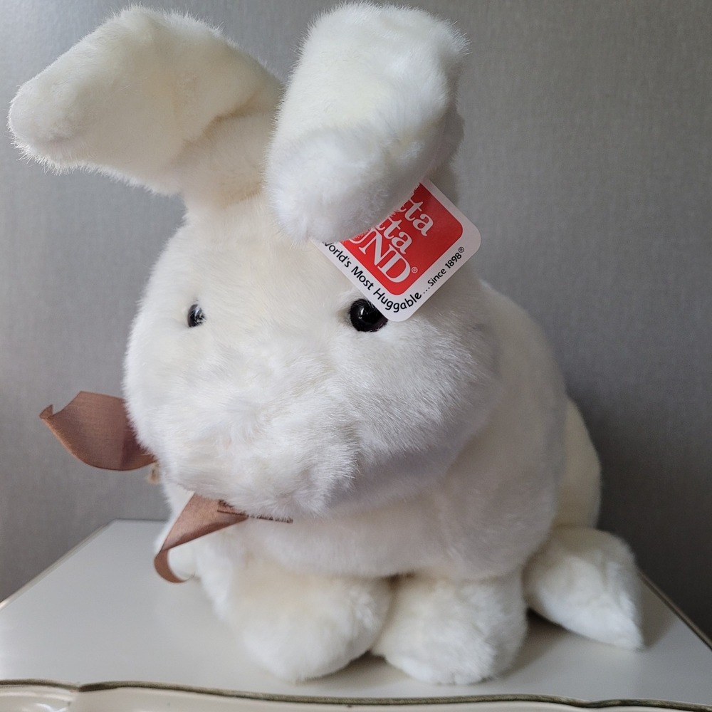 Vintage Gund Jumbo Briggs White Bunny Rabbit Plush 36265 Large 18" Easter...